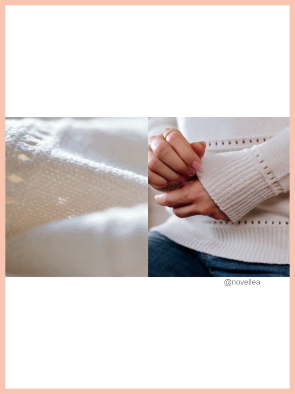 Women's Crewneck Long Sleeve Hollow Out Knit Lightweight Sweater - Picture 6 of 6